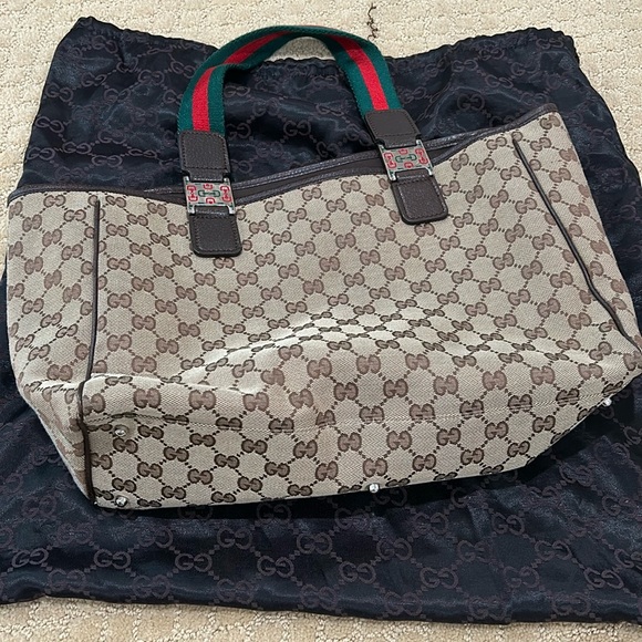 Authentic monogram Gucci tote with dust bag, Euc - Picture 1 of 12
